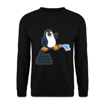 Penguin Firefighter Fire Hose Fire Brigade - Unisex Sweatshirt - black - Front - Alina (178cm) & Michal (187cm)