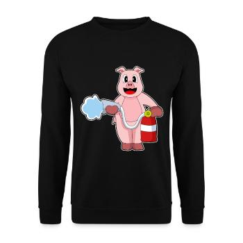 Pig Firefighter Fire Hose Fire Hose Fire Brigade - Unisex Sweatshirt - black - Front - Alina (178cm) & Michal (187cm)