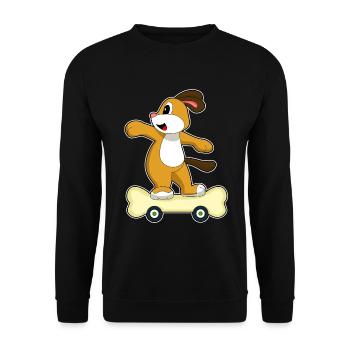 Hund Skater Skateboard - Unisex Pullover - Schwarz - Vorne - Alina (178cm) & Michal (187cm)