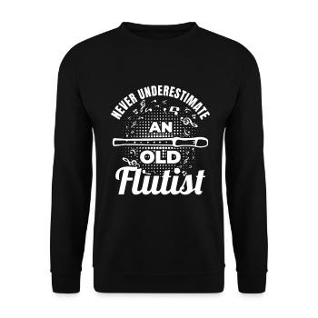 Never underestimate an old flutist - Unisex Sweatshirt - black - Front - Alina (178cm) & Michal (187cm)