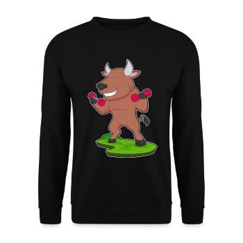 Bodybuilder Bull Bodybuilder Haltères Bodybuilding - Sweat-shirt Unisexe - noir - Devant - Alina (178cm) & Michal (187cm)