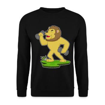 Lion Bodybuilder Dumbbells Bodybuilding - Sweat-shirt Unisexe - noir - Devant - Alina (178cm) & Michal (187cm)
