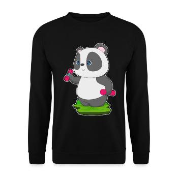 Panda Bodybuilder Dumbbells Bodybuilding - Unisex Sweatshirt - black - Front - Alina (178cm) & Michal (187cm)