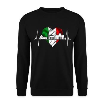 Rom Kolosseum Herzschlag Roma Skyline Rome Italien - Unisex Pullover - Schwarz - Vorne - Alina (178cm) & Michal (187cm)