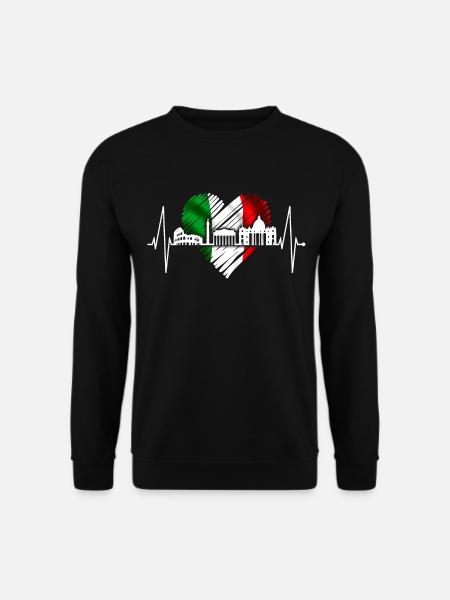Rome Colosseum Heartbeat Roma Skyline Rome Italy - Unisex Sweatshirt - black