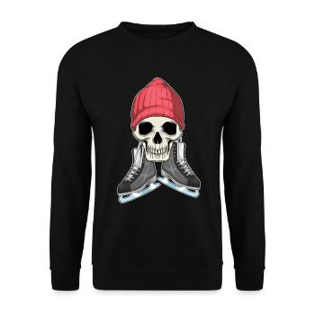 Skull Ice Skating Skates - Unisex Sweatshirt - black - Front - Alina (178cm) & Michal (187cm)