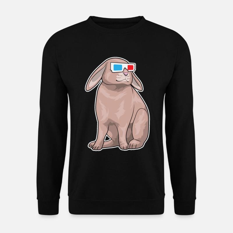 Hase Brille - Unisex Pullover - Schwarz