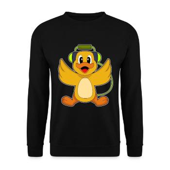 Ente Kopfhörer Musik - Unisex Pullover - Schwarz - Vorne - Alina (178cm) & Michal (187cm)