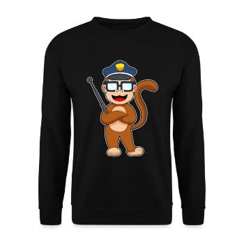 Monkey Policeman Matraque Police - Sweat-shirt Unisexe - noir - Devant - Alina (178cm) & Michal (187cm)