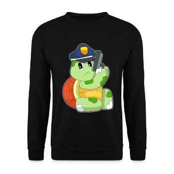 Schildkröte Polizist Pistole Polizei - Unisex Pullover - Schwarz - Vorne - Alina (178cm) & Michal (187cm)