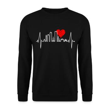 Boston Skyline Heartbeat USA Fan Heart Pulse Love - Unisex Sweatshirt - black - Front - Alina (178cm) & Michal (187cm)