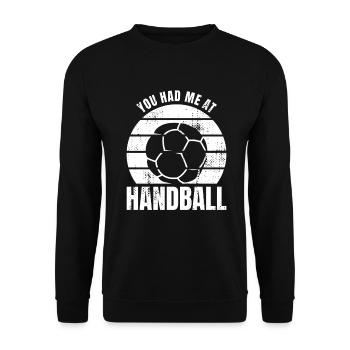 Du hattest mich bei Handball - Unisex Pullover - Schwarz - Vorne - Alina (178cm) & Michal (187cm)