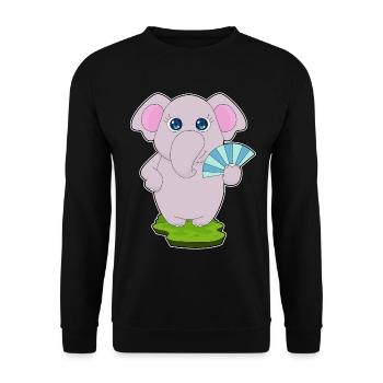 Elephant hand fan - Unisex Sweatshirt - black - Front - Alina (178cm) & Michal (187cm)