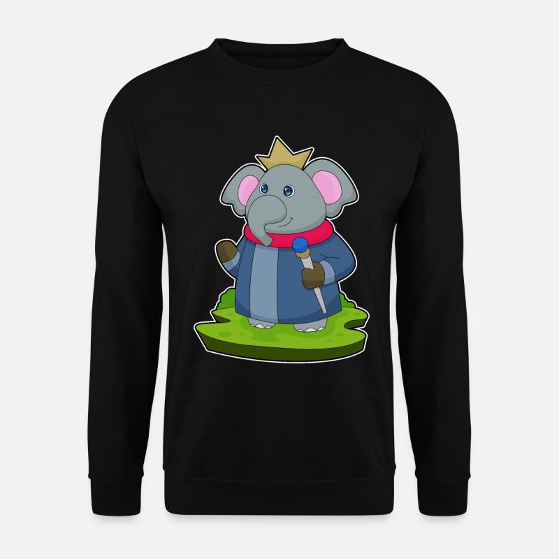 Elefant König Zepter Krone - Unisex Pullover - Schwarz