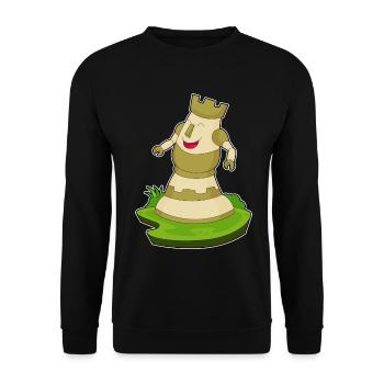 Chess Piece Tower Chess - Unisex Sweatshirt - black - Front - Alina (178cm) & Michal (187cm)