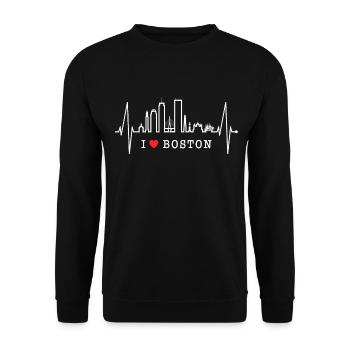 Boston Skyline Heartbeat USA Fan Heart Pulse Love - Unisex Sweatshirt - black - Front - Alina (178cm) & Michal (187cm)