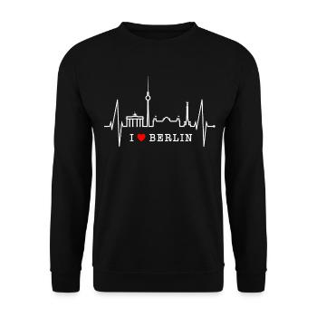 Berlin Skyline Heartbeat Heart Love Love Berliners - Sweat-shirt Unisexe - noir - Devant - Alina (178cm) & Michal (187cm)
