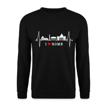 Rom Kolosseum Herzschlag Roma Skyline Rome Italien - Unisex Pullover - Schwarz - Vorne - Alina (178cm) & Michal (187cm)