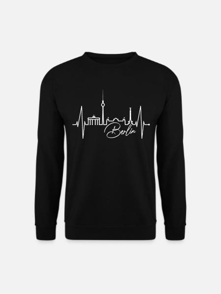 Berlin Skyline Herzschlag Herz Liebe Love Berliner - Unisex Pullover - Schwarz