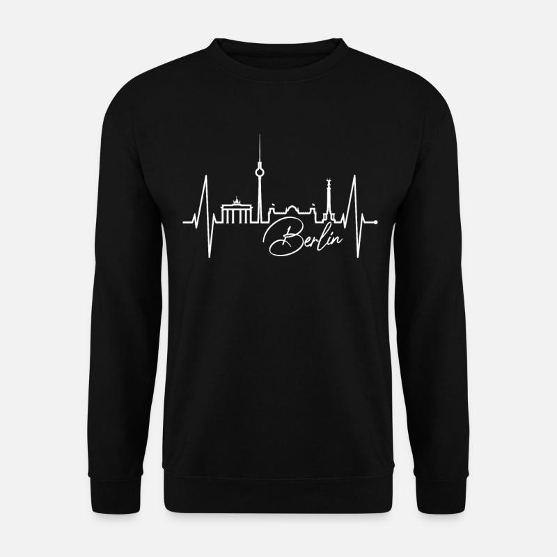 Berlin Skyline Herzschlag Herz Liebe Love Berliner - Unisex Pullover - Schwarz