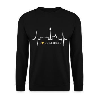 Dortmund Skyline Herzschlag Stadion Fan Dortmunder - Unisex Pullover - Schwarz - Vorne - Alina (178cm) & Michal (187cm)