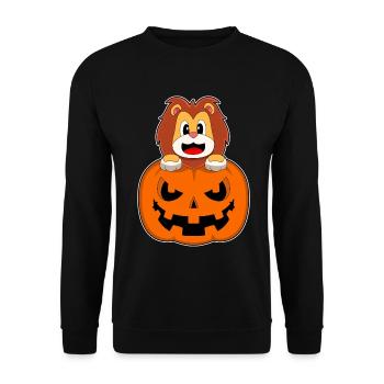 Löwe Halloween Kürbis - Unisex Pullover - Schwarz - Vorne - Alina (178cm) & Michal (187cm)