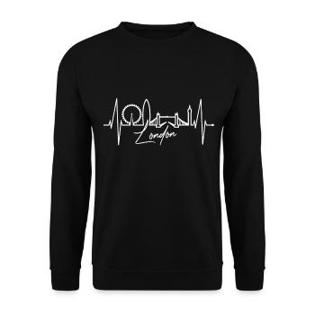 London Heartbeat Skyline England Heart Union Jack - Unisex Sweatshirt - black - Front - Alina (178cm) & Michal (187cm)