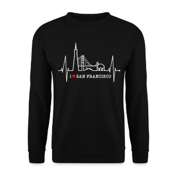 San Francisco Skyline Heartbeat California USA - Unisex Sweatshirt - black - Front - Alina (178cm) & Michal (187cm)