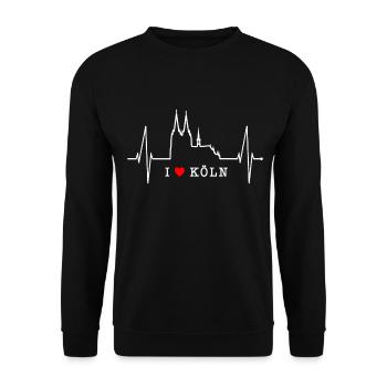 Cologne Skyline Heartbeat Heart Kölsch Love Cologne - Sweat-shirt Unisexe - noir - Devant - Alina (178cm) & Michal (187cm)