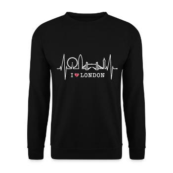 London Heartbeat Skyline England Heart Union Jack - Unisex Sweatshirt - black - Front - Alina (178cm) & Michal (187cm)