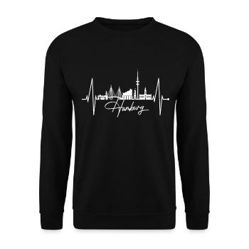 Hamburg Skyline Heartbeat Hamburg Love Fan - Unisex Sweatshirt - black - Front - Alina (178cm) & Michal (187cm)