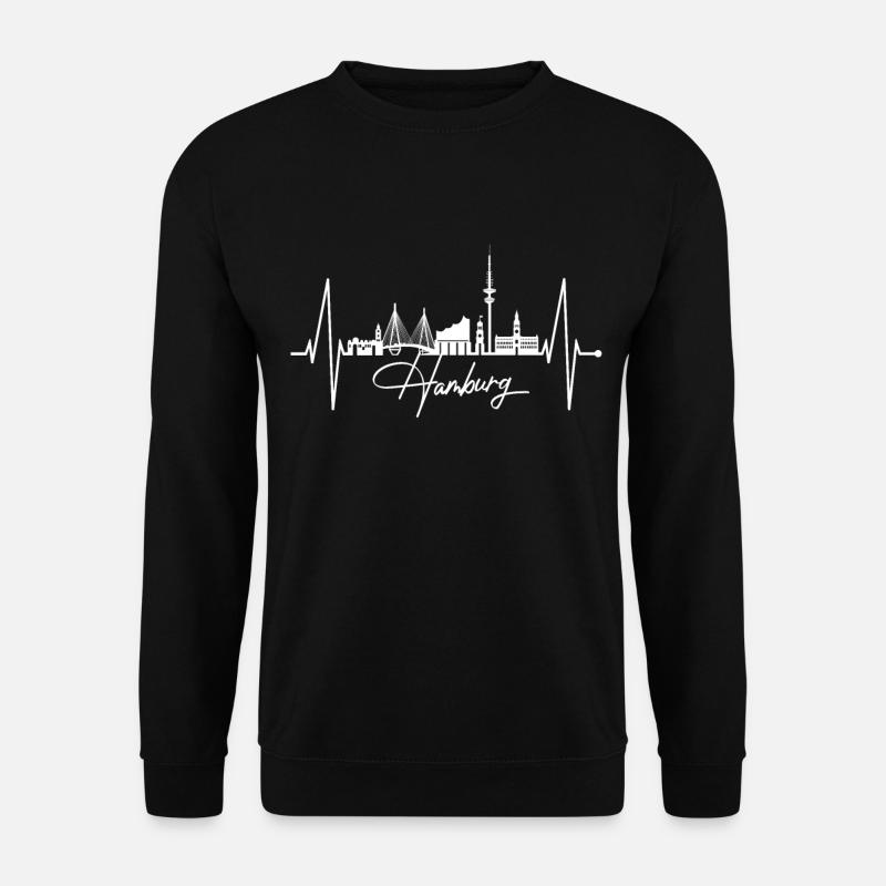 Hamburg Skyline Herzschlag Hamburger Liebe Fan - Unisex Pullover - Schwarz