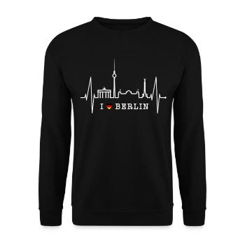 Berlin Skyline Herzschlag Herz Liebe Love Berliner - Sweat-shirt Unisexe - noir - Devant - Alina (178cm) & Michal (187cm)