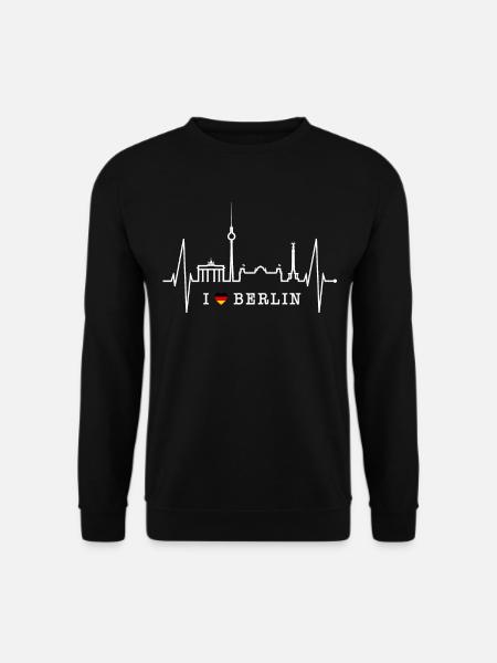 Berlin Skyline Herzschlag Herz Liebe Love Berliner - Unisex Pullover - Schwarz