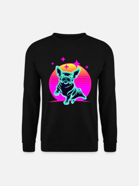 Bulldog français Synthwave Frenchie - Sweat-shirt Unisexe - noir