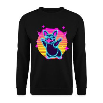 Drôle de French Bulldog Synthé Frenchie - Sweat-shirt Unisexe - noir - Devant - Alina (178cm) & Michal (187cm)