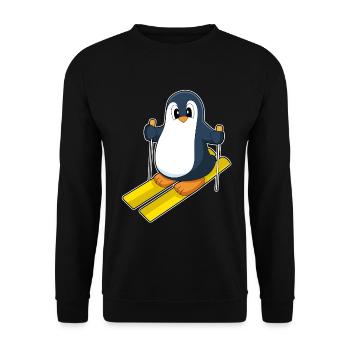 Pinguin Skifahrer Ski Wintersport - Unisex Pullover - Schwarz - Vorne - Alina (178cm) & Michal (187cm)