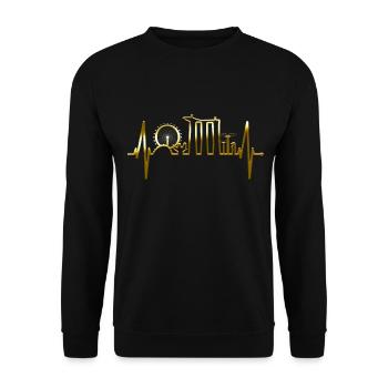 Singapore Skyline Heartbeat Asia I Love Singapore - Sweat-shirt Unisexe - noir - Devant - Alina (178cm) & Michal (187cm)
