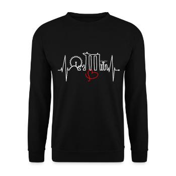 Singapore Skyline Heartbeat Asia I Love Singapore - Sweat-shirt Unisexe - noir - Devant - Alina (178cm) & Michal (187cm)