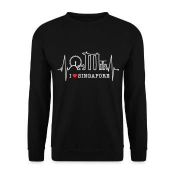 Singapore Skyline Heartbeat Asia I Love Singapore - Sweat-shirt Unisexe - noir - Devant - Alina (178cm) & Michal (187cm)