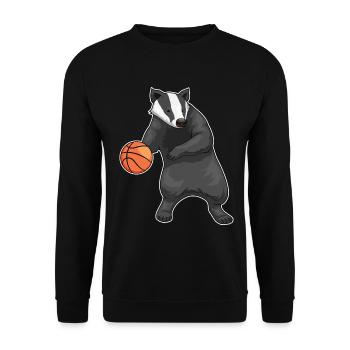 Dachs Basketballspieler Basketball - Unisex Pullover - Schwarz - Vorne - Alina (178cm) & Michal (187cm)