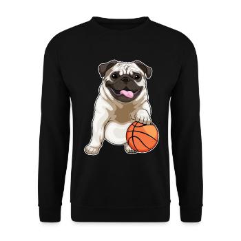 Mops Basketballspieler Basketball - Unisex Pullover - Schwarz - Vorne - Alina (178cm) & Michal (187cm)
