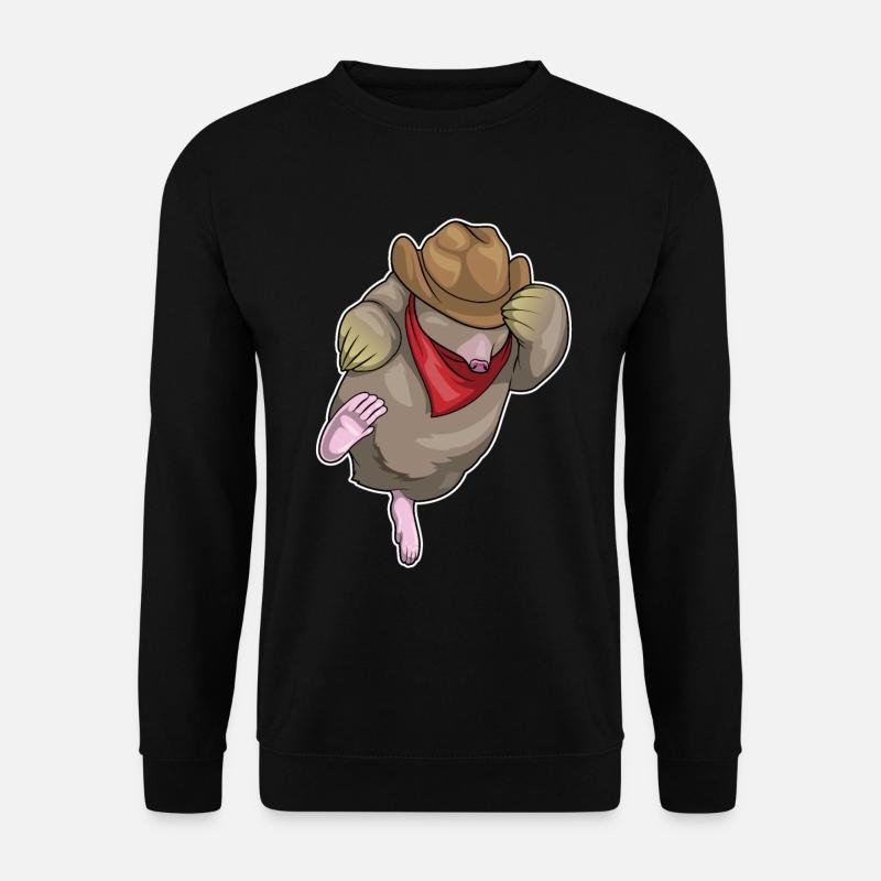 Maulwurf Cowboy Cowboyhut - Unisex Pullover - Schwarz