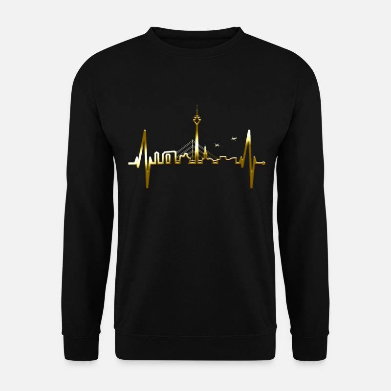 Düsseldorf Skyline Herzschlag Liebe Düsseldorfer - Unisex Pullover - Schwarz