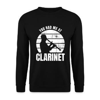 Witziges Klarinettisten Zitat - Unisex Pullover - Schwarz - Vorne - Alina (178cm) & Michal (187cm)