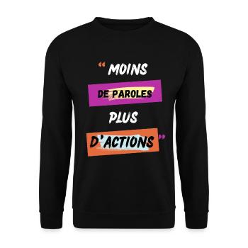 Motivation moins de paroles plus d actions - Sweat-shirt Unisexe - noir - Devant - Alina (178cm) & Michal (187cm)