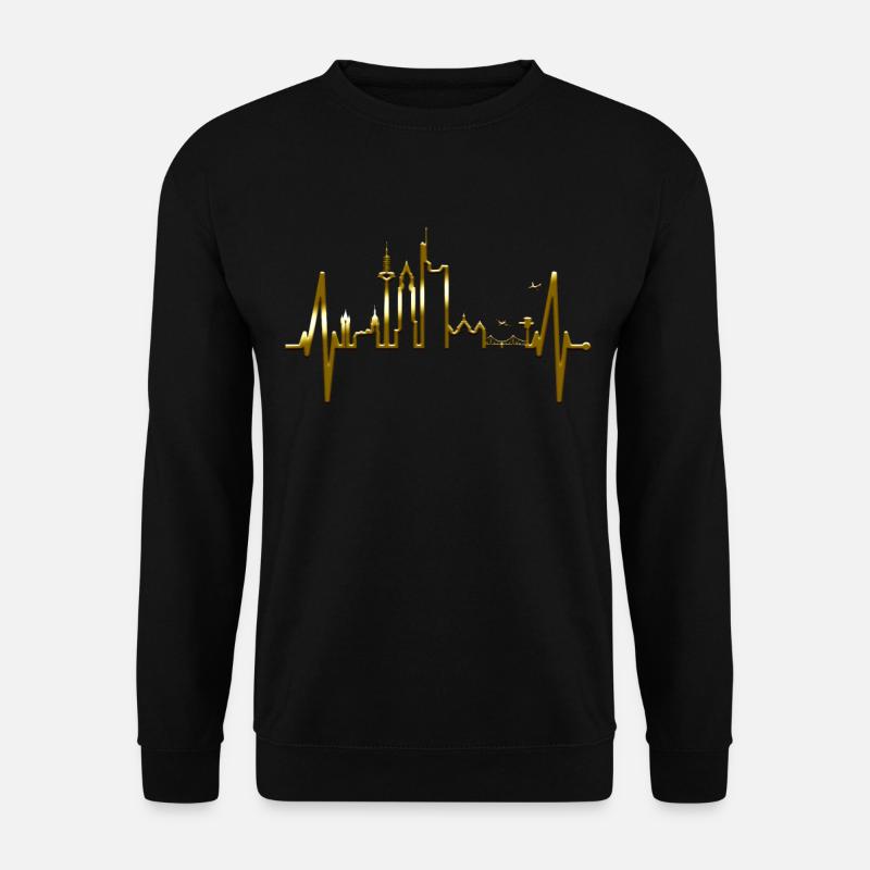 Frankfurt Skyline Herzschlag FFM Fan Liebe Hessen - Unisex Pullover - Schwarz