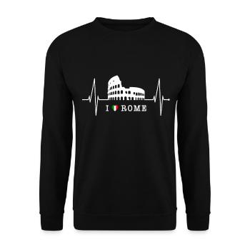 Rom Kolosseum Herzschlag Roma Skyline Rome Italien - Unisex Pullover - Schwarz - Vorne - Alina (178cm) & Michal (187cm)