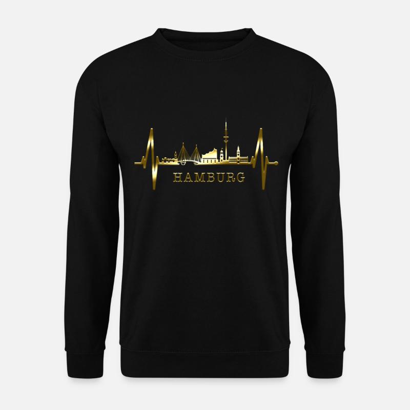 Hamborgs skyline Hjerteslag Hamborg Love Fan - Unisex sweater - sort