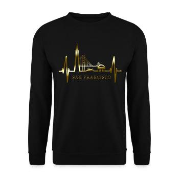 San Francisco Skyline Heartbeat California USA - Unisex Sweatshirt - black - Front - Alina (178cm) & Michal (187cm)